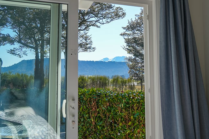 Both the Mangawhero and Mangateitei suites have views straight up to the summit of Mt Ruapehu