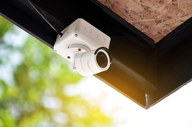 security camera installed under guttering