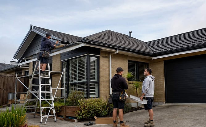 tradies worknig together on new build