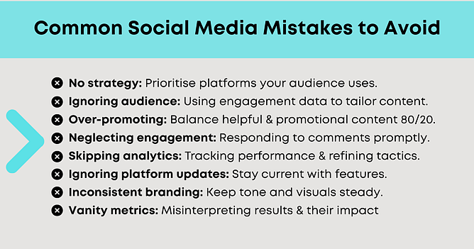 infographic highlighting common social media mistakes to avoid