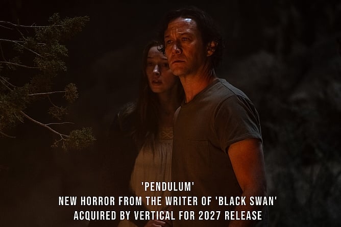 Vertical logo for news story on 'PENDULUM', the horror film from writer-director Mark Heyman starring Joseph Gordon-Levitt and Phoebe Dynevor.