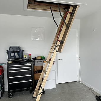 Sellwood timber attic stair installed for roof space access Rolleston