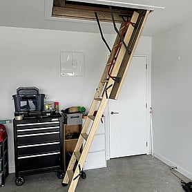 Sellwood timber attic stair installed for roof space access Rolleston