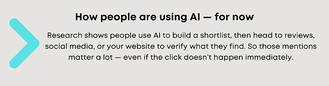 infographic - how peopare are using ai for now; to build a shortlist then verify what they find elsewhere