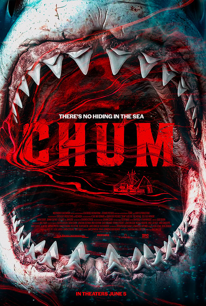 'CHUM' movie poster for the Alice Eve shark thriller set during a destination wedding in Malta, released June 5 by Independent Film Company.