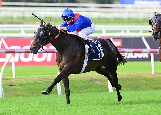 War Eternal scores a deserved feature-race success in Saturday’s A$200,000 Listed Sky Racing Bernborough Handicap (1600m) at Doomben. - Photo: Grant Peters (Trackside Photography)