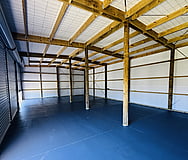Pole shed in Kirwee with concrete painted floor