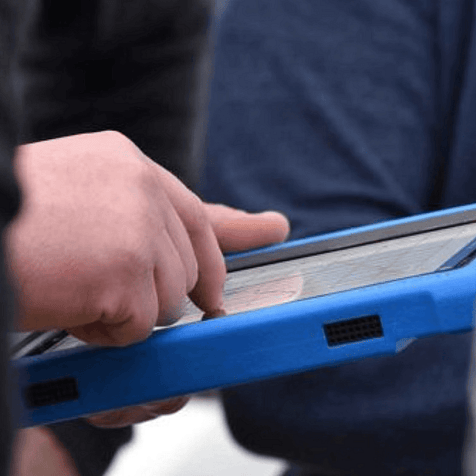 Technician using a scan tool