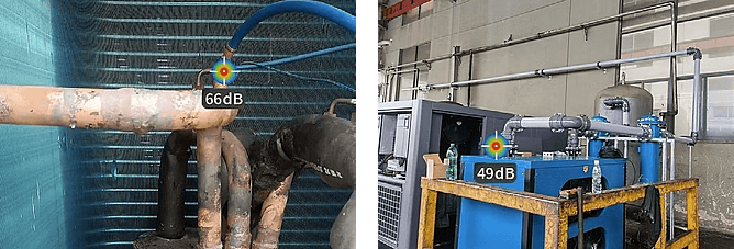 FOTRIC TD2e Acoustic Imaging Camera detecting compressed air system leaks