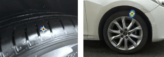 FOTRIC TD2e Acoustic Imaging Camera detecting tyre air leak detection