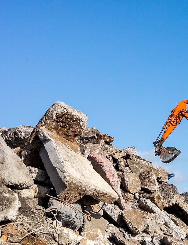 Concrete ready to be recycled at the Vernon Developments yard