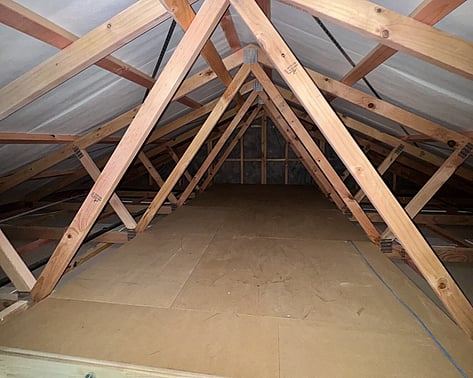 Attic flooring installed for roof space storage