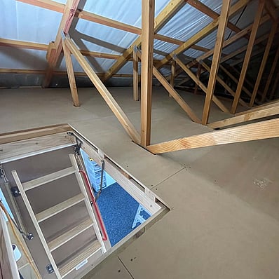 Attic flooring installed for roof space storage