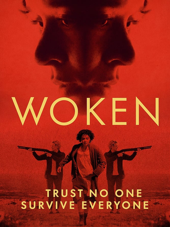 Poster for 'WOKEN', a dystopian sci-fi thriller starring Erin Kellyman and Maxine Peake, released on UK digital from 25 May 2026 via 101 Films.