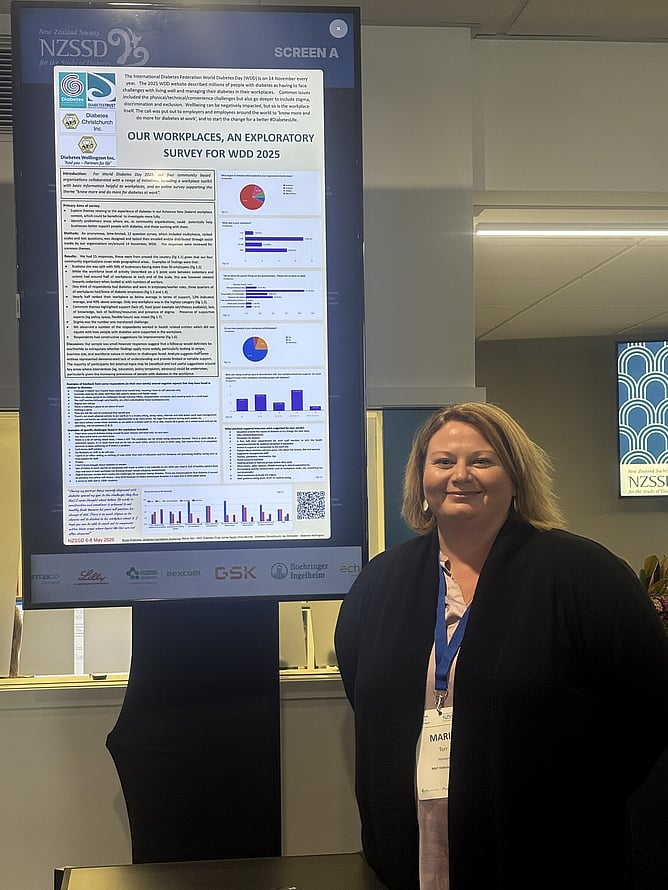Marie Torr from MHT Diabetes Trust presenting collaborative workplace poster