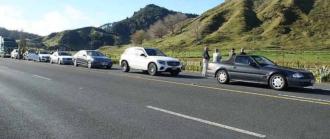 Some of the line-up waiting on the convoy