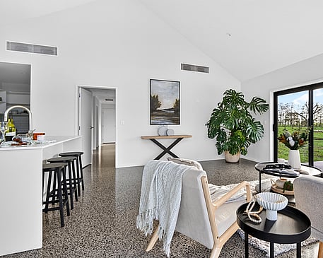 Light filled living space in Gordonton Road new build by Whitechurch Construction, Te Awamutu builders.