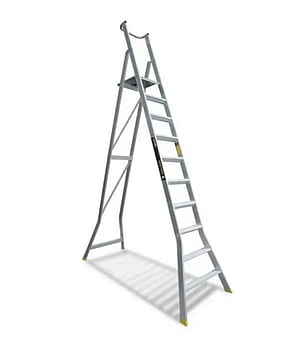 Hire a ladder in Mangawhai from Tony's Hire. Call Tony to hire construction euipement. Easy Access Warthog Welded Platform Ladder 10-Step 2.82m