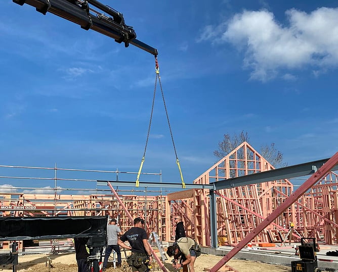 Structural steel crane install by Alted Engineering