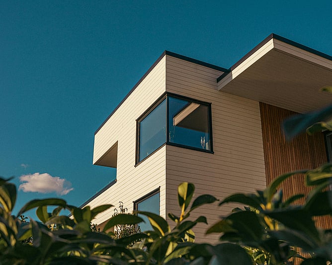 Completed modern architectural home