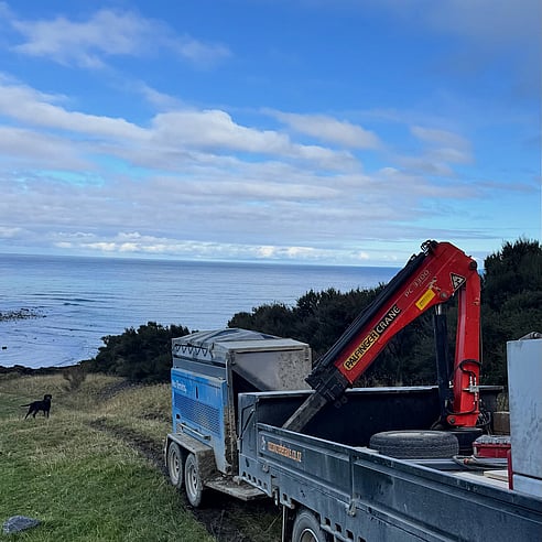 Crewmix CM1000 at remote coastal concrete pour in Hawke's Bay, New Zealand