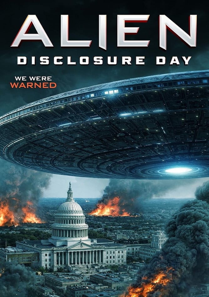Poster for 'ALIEN DISCLOSURE DAY', a 2026 sci-fi horror from The Asylum about alien stowaways attacking Earth.