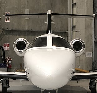 Aircraft inside hangar