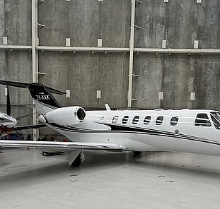 Aircraft ready for detailing inside hangar