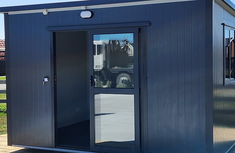 3.6m x 2.4m Black cabin with front step