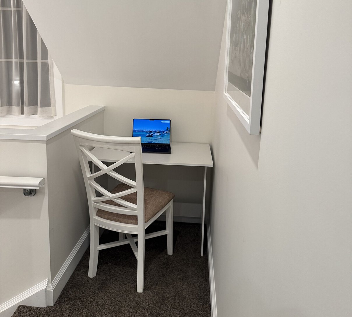 Dedicated study nook and remote work space at Crab Shack Cottage Russell