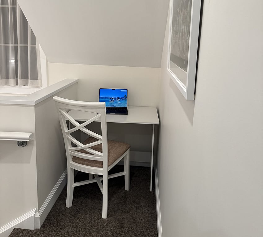 Dedicated study nook and remote work space at Crab Shack Cottage Russell