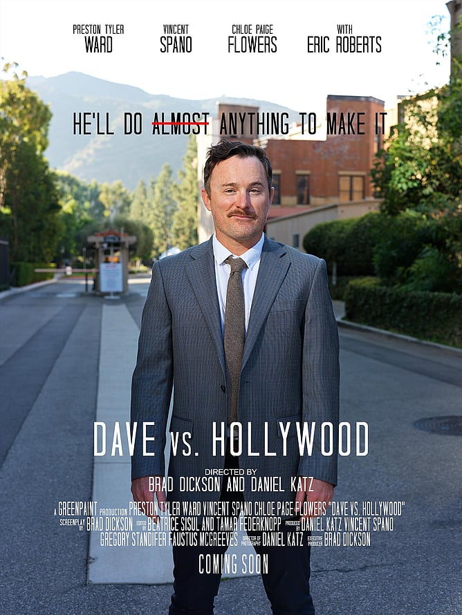 Poster for 'DAVE VS. HOLLYWOOD', a 2026 cringe comedy mockumentary world premiering at Dances With Films: Los Angeles.