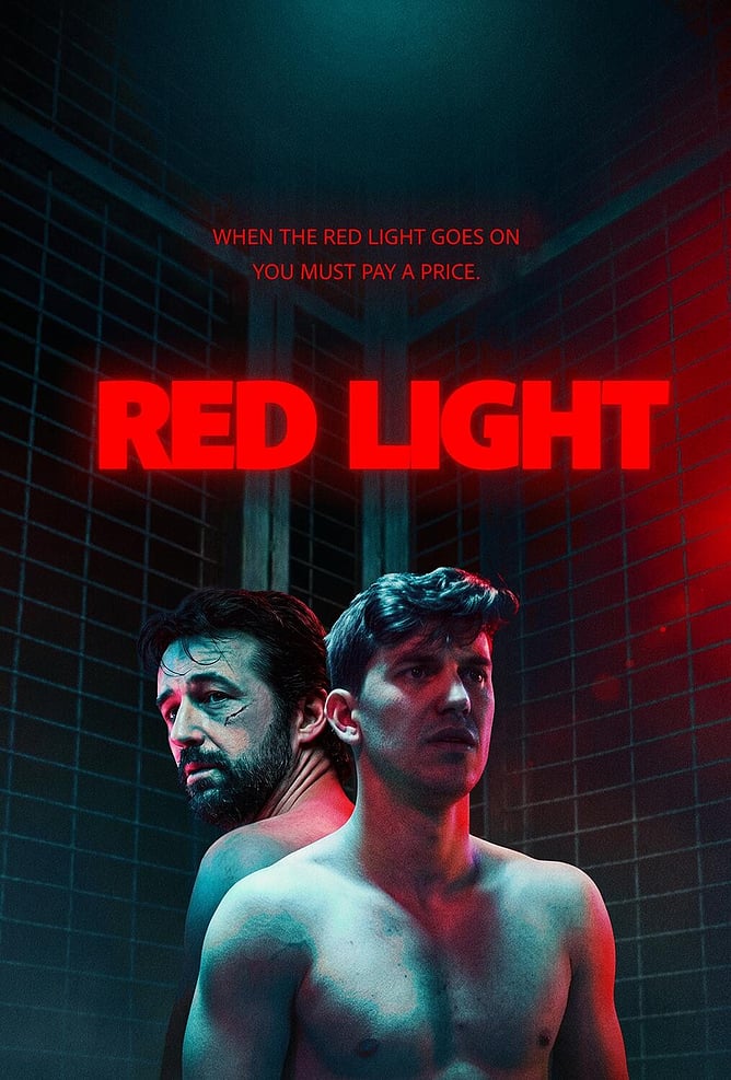 Poster for 'RED LIGHT', a 2026 psychological thriller directed by René Lavan and distributed in the US by Dark Star Pictures.