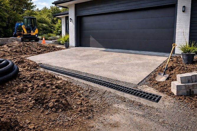 drainage being added to driveway