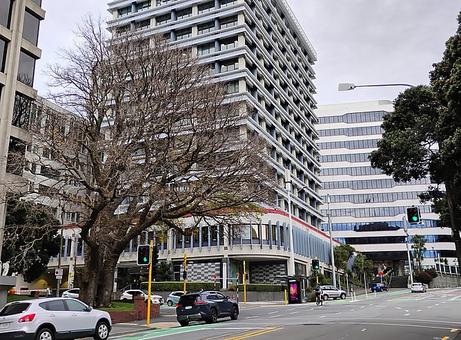 Intersection of Bowen Street and The Terrace in Wellington, New Zealand
