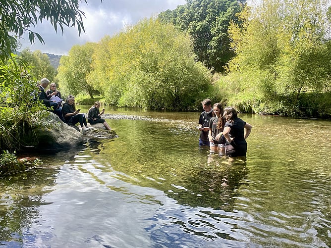 Gabrielle's baptism in Waikanae River.