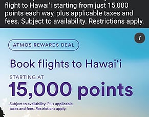 Looking to go to Hawaii? Great time to use your Atmos Points!