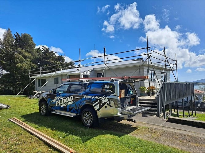 Flood roofing worknig on a roof replacement