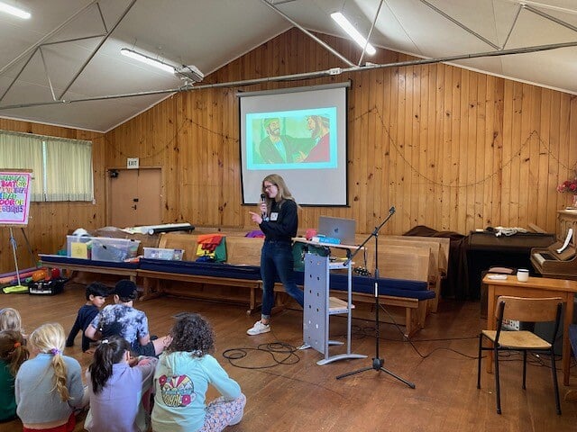 Avi serving at a holiday programme, as part of her internship.