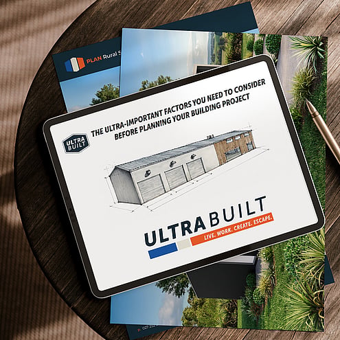 Image of Ultra Built Shed's downloadable guide on a Ipad.
