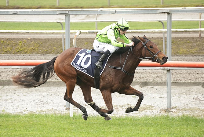 Dubawi Diva winning at Matamata on Sunday. - Photo: Kenton Wright (Race Images)