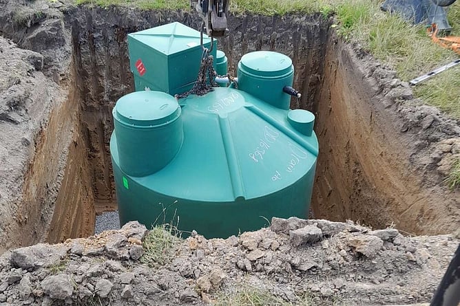 septic tank being installed