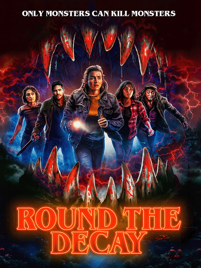Poster for 'ROUND THE DECAY', a 2026 creature feature horror directed by Adam Newman and distributed by Seven Tales.
