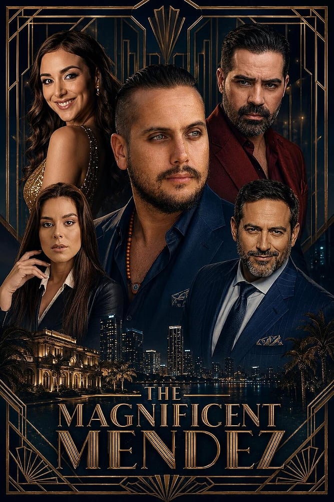 Poster for 'THE MAGNIFICENT MENDEZ', a 2026 Miami-set drama-thriller directed by The Brothers Nunez and now streaming on Amazon Prime.