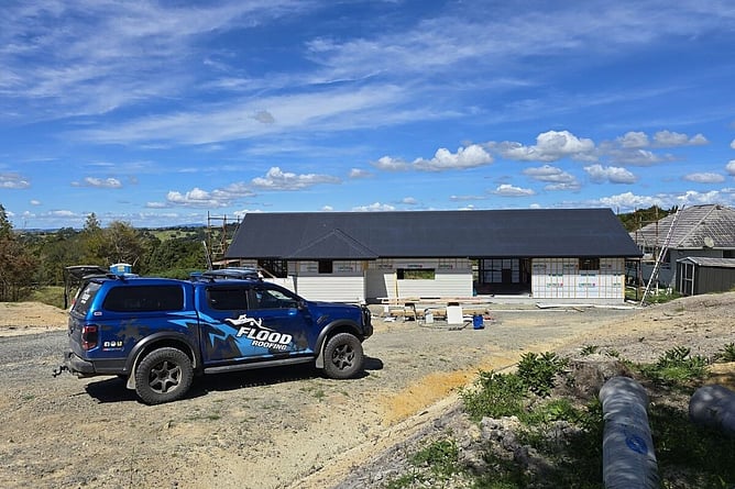 Flood Roofing vehicle  at new roof build  
