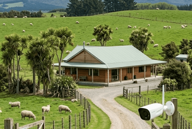 Rural property with security camera
