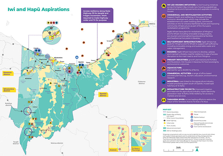 Iwi and hapū aspirations map from the Eastern Bay of Plenty Spatial Plan