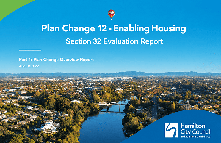 Plan Change 12 report cover for enabling housing supply in Hamilton