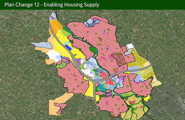 Housing intensification planning map from Hamilton Plan Change 12