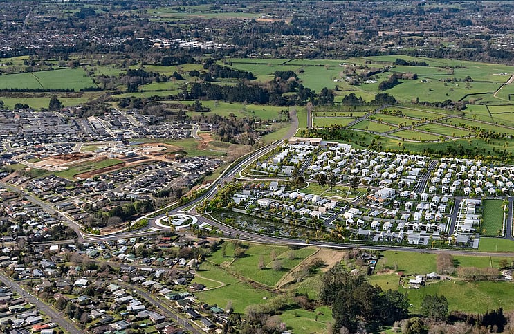 Aerial view illustrating housing intensification and urban growth in Hamilton